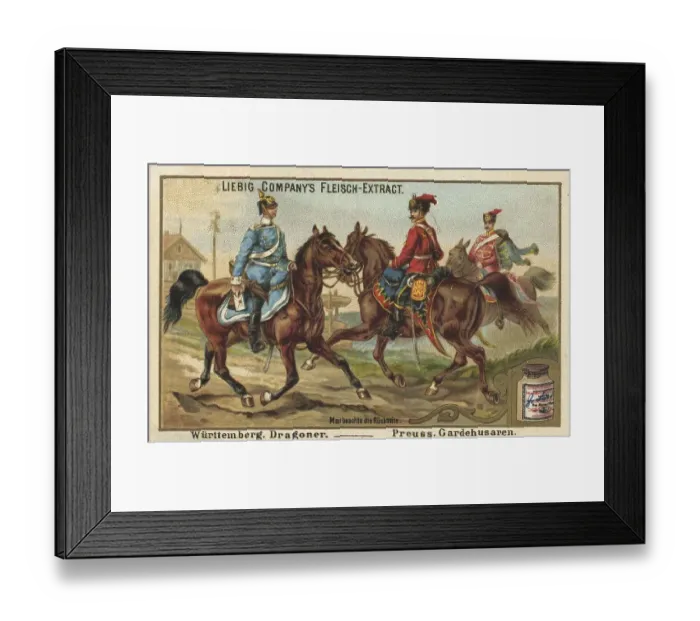 Framed Print : Picture series German Army V. Wuerttemberg Dragoons and Prussian Guard Hussars
