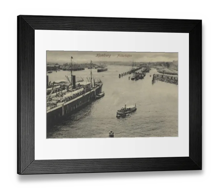 Framed Print : Niederhafen, Hamburg, Germany, postcard with text