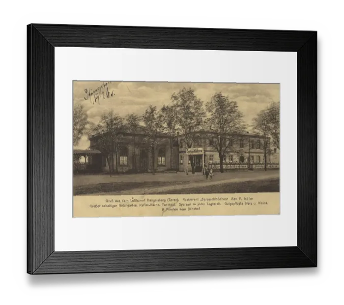 Framed Print : Greeting from the climatic health resort Hangelsberg an der Spree Framed Print : Greeting from the climatic health resort Hangelsberg an der Spree