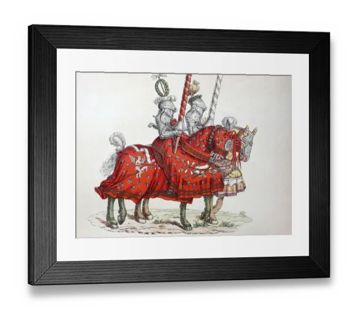 Framed Print : Knights on horseback marching to the tournament Framed Print : Knights on horseback marching to the tournament