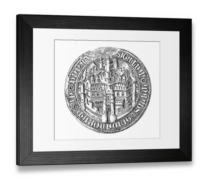 Framed Print : Medieval town seal from the 13th to 15th century