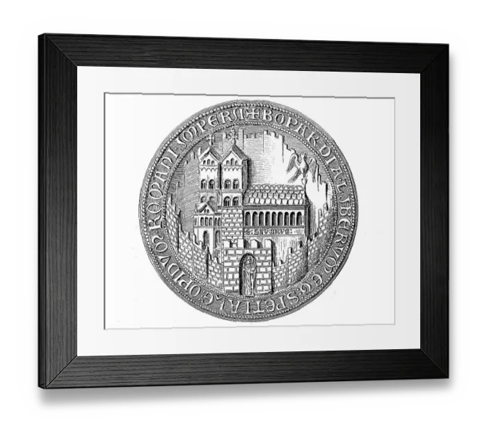Framed Print : Medieval town seal from the 13th to 15th century Framed Print : Medieval town seal from the 13th to 15th century