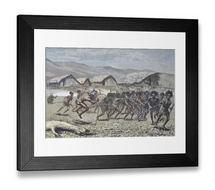 Framed Print : Papua Natives in New Guinea, Historical