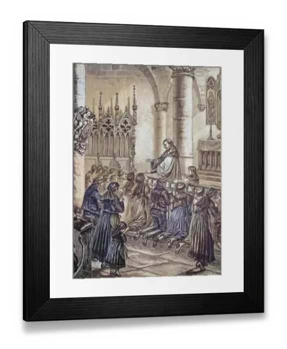 Framed Print : Drawing the ash cross on the forehead of the faithful