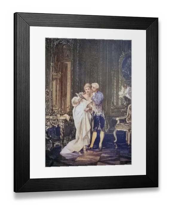 Framed Print : The Secret, Man whispering something in a womans ear