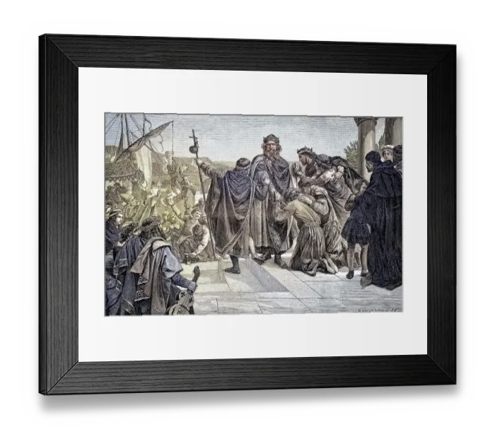 Framed Print : Frederick I, Barbarossa taking leave in front of setting out on his cruise Framed Print : Frederick I, Barbarossa taking leave in front of setting out on his cruise