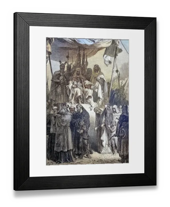 Framed Print : Saladin lets the captured Christians pass him by after the conquest of Jerusalem Framed Print : Saladin lets the captured Christians pass him by after the conquest of Jerusalem