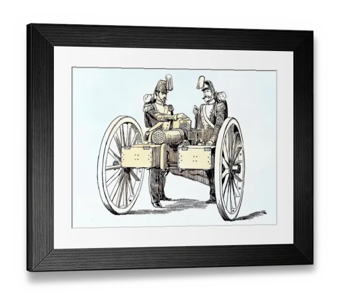 Framed Print : A mitrailleuse, grapeshot is a type of multi-barrelled rifle calibre salvo capable of firing either several shots
