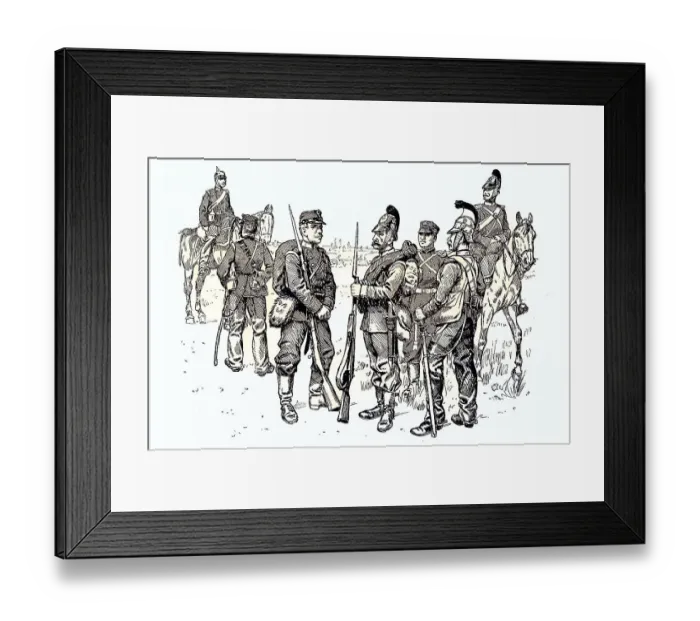 Framed Print : Troops from southern Germany, Wuerttemberger on the left Framed Print : Troops from southern Germany, Wuerttemberger on the left