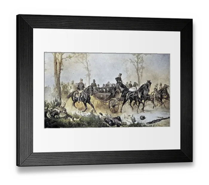 Framed Print : Emperor Napoleon being led to King William by Count Bismarck on the morning after the Battle of Sedan Framed Print : Emperor Napoleon being led to King William by Count Bismarck on the morning after the Battle of Sedan