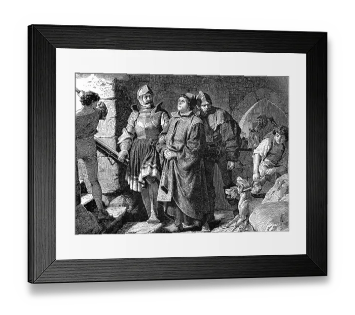 Framed Print : Martin Luther arriving at Wartburg Castle in Germany Framed Print : Martin Luther arriving at Wartburg Castle in Germany