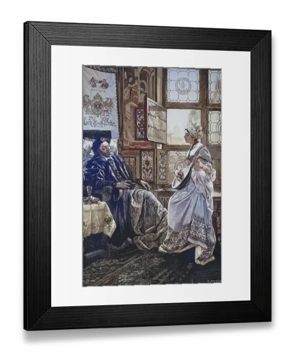 Framed Print : Charles V, Holy Roman Emperor with Barbara Blomberg in Regensburg