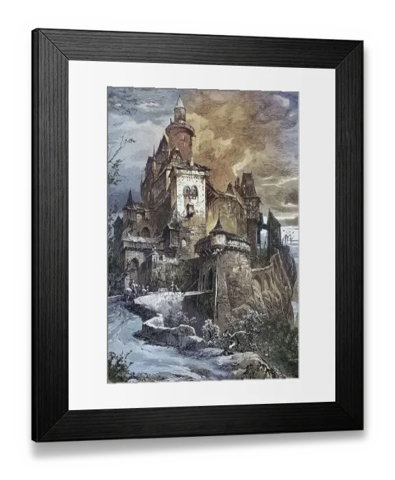 Framed Print : Medieval ideal of a knight castle