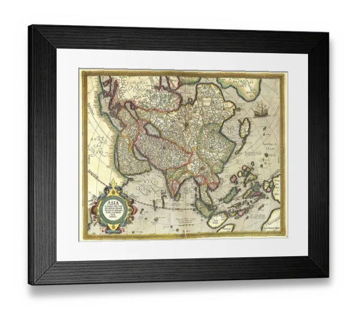 Framed Print : Atlas, map from 1623, Asia with India