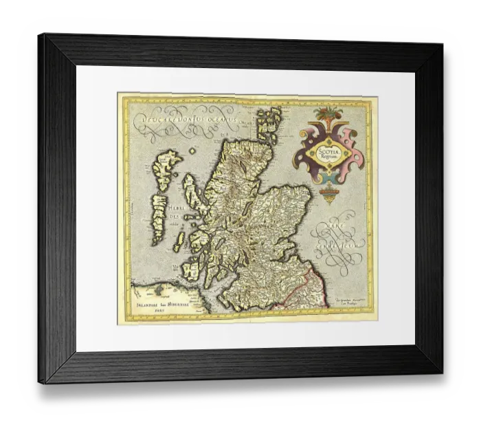 Framed Print : Atlas, map from 1623, Scotland