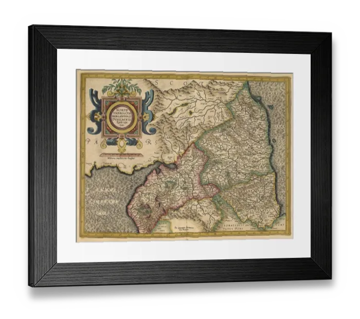 Framed Print : Atlas, map from 1623, Northumbria Framed Print : Atlas, map from 1623, Northumbria