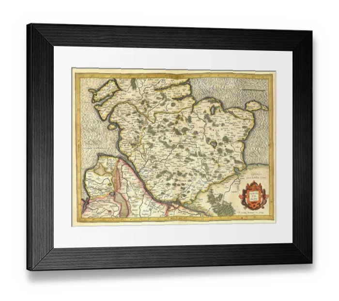 Framed Print : Atlas, map from 1623, Holsatia