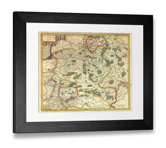 Framed Print : Atlas, map from 1623, Lithuania