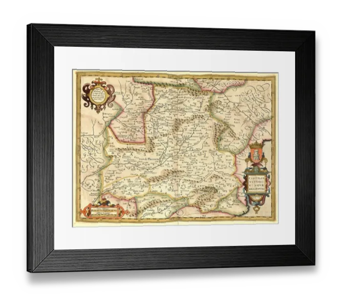 Framed Print : Atlas, map from 1623, Castile, Spain Framed Print : Atlas, map from 1623, Castile, Spain