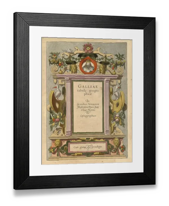 Framed Print : Atlas, map from 1623, Gaul, France