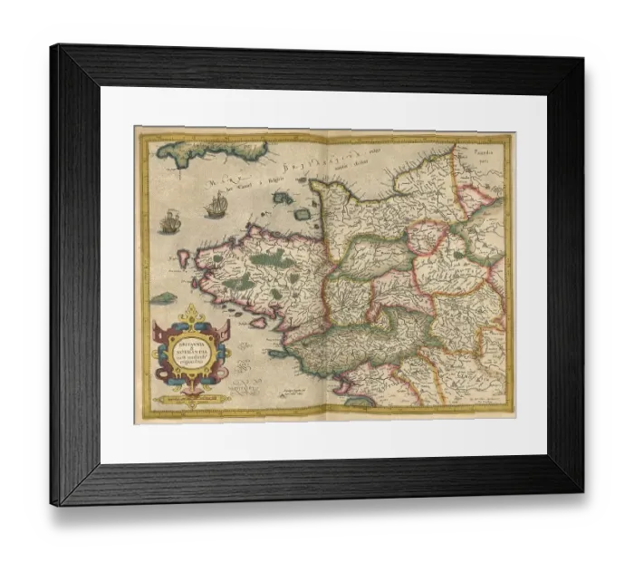Framed Print : Atlas, map from 1623, Brittany and Normandy Framed Print : Atlas, map from 1623, Brittany and Normandy