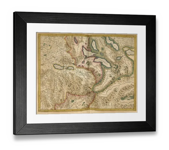 Framed Print : Atlas, map from 1623, Switzerland with Lake Lucerne and Lake Thun