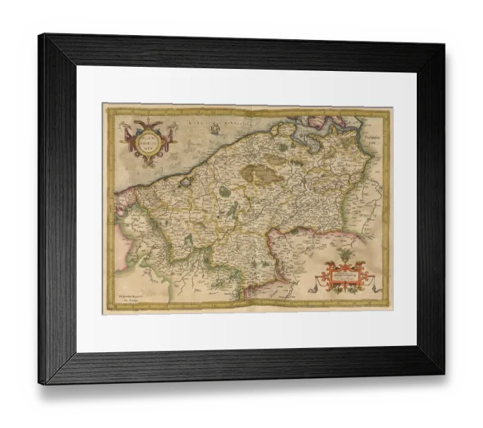 Framed Print : Atlas, map from 1623, Flanders Framed Print : Atlas, map from 1623, Flanders