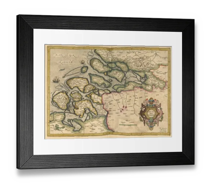 Framed Print : Atlas, map from 1623, Holland, Belgium