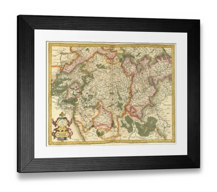 Framed Print : Atlas, map from 1623, Lucemburg and Trier Framed Print : Atlas, map from 1623, Lucemburg and Trier