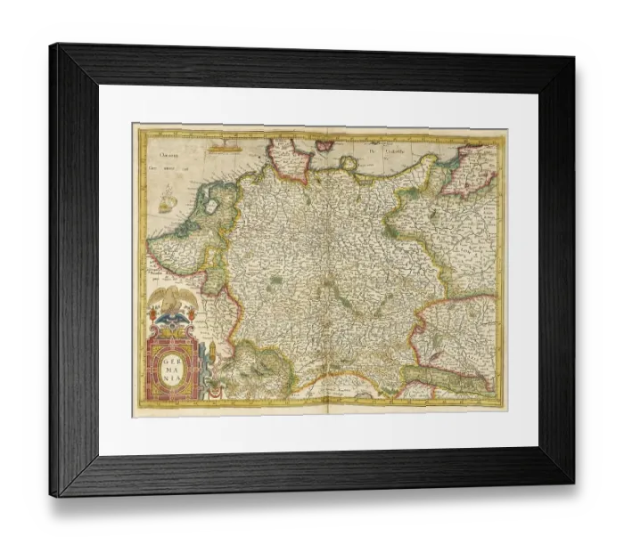 Framed Print : Atlas, map from 1623, Germania