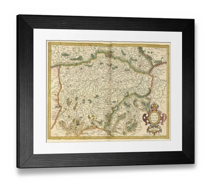 Framed Print : Atlas, map from 1623, Bavaria, Germany