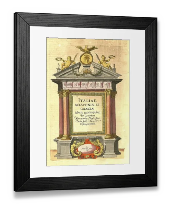 Framed Print : Atlas, map from 1623, Italy, intertitle in the atlas