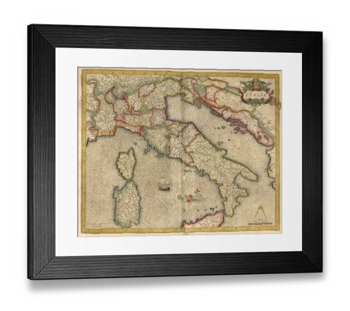 Framed Print : Atlas, map from 1623, Italy, digitally restored reproduction from an engraving by Gerhard Mercator Framed Print : Atlas, map from 1623, Italy, digitally restored reproduction from an engraving by Gerhard Mercator