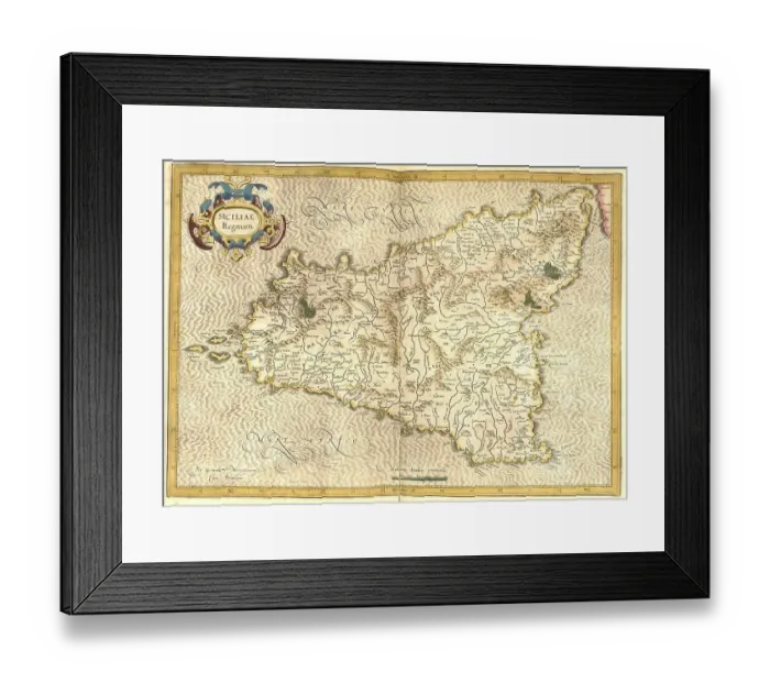 Framed Print : Atlas, map from 1623, Sicily, Italy Framed Print : Atlas, map from 1623, Sicily, Italy