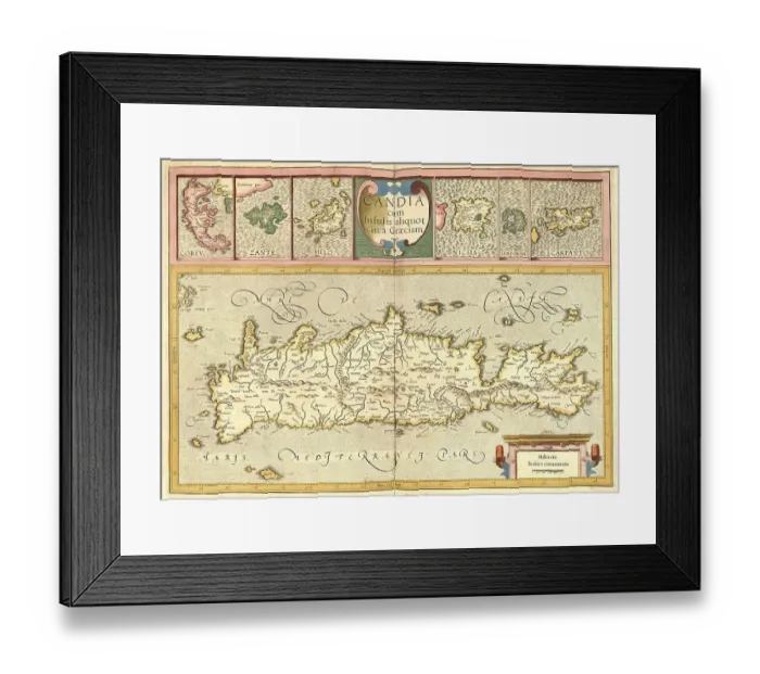 Framed Print : Atlas, map from 1623, Crete, Greece Framed Print : Atlas, map from 1623, Crete, Greece