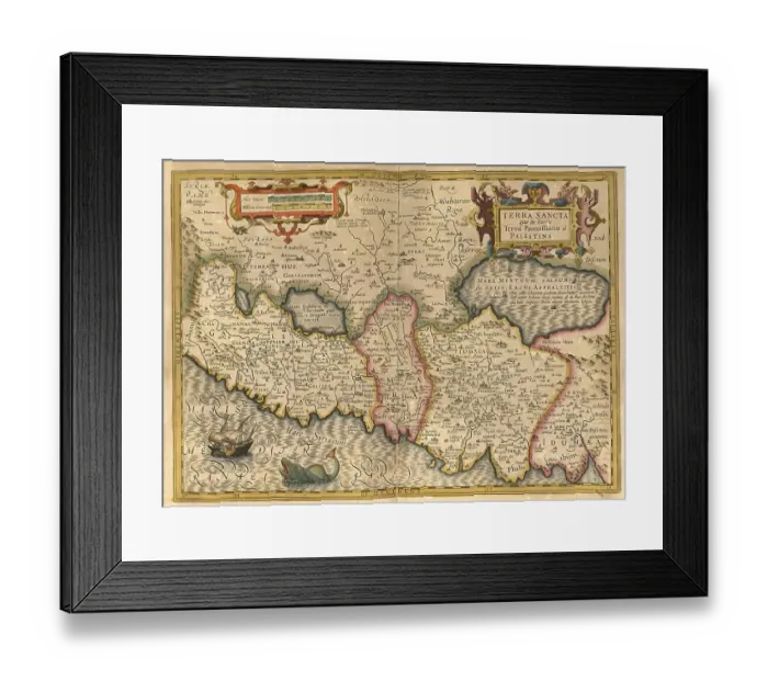 Framed Print : Atlas, map from 1623, Terra Sancta
