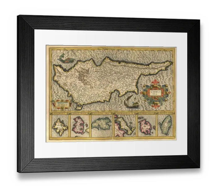 Framed Print : Atlas, map from 1623, Cyprus, digitally restored reproduction from an engraving by Gerhard Mercator Framed Print : Atlas, map from 1623, Cyprus, digitally restored reproduction from an engraving by Gerhard Mercator