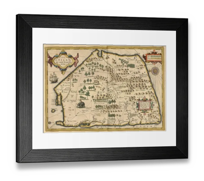 Framed Print : Atlas, map from 1623, Ceilan, Ceylon Framed Print : Atlas, map from 1623, Ceilan, Ceylon