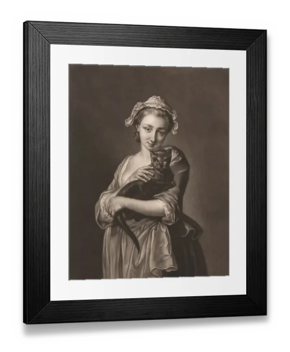 Framed Print : Love My Cat, Girl with a Cat, c