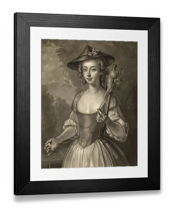 Framed Print : A Girl Spinning a Thread, Housework, c