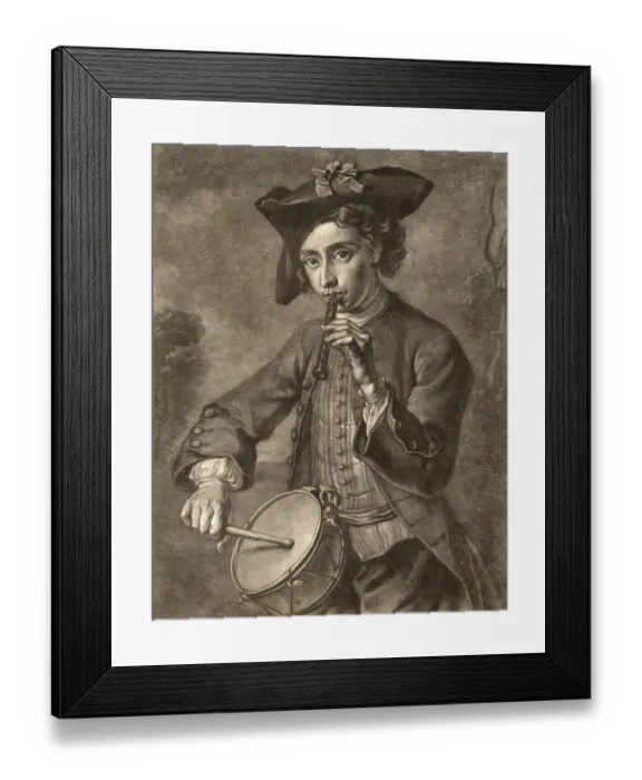 Framed Print : A Young Male Playing Drum and Fife Framed Print : A Young Male Playing Drum and Fife