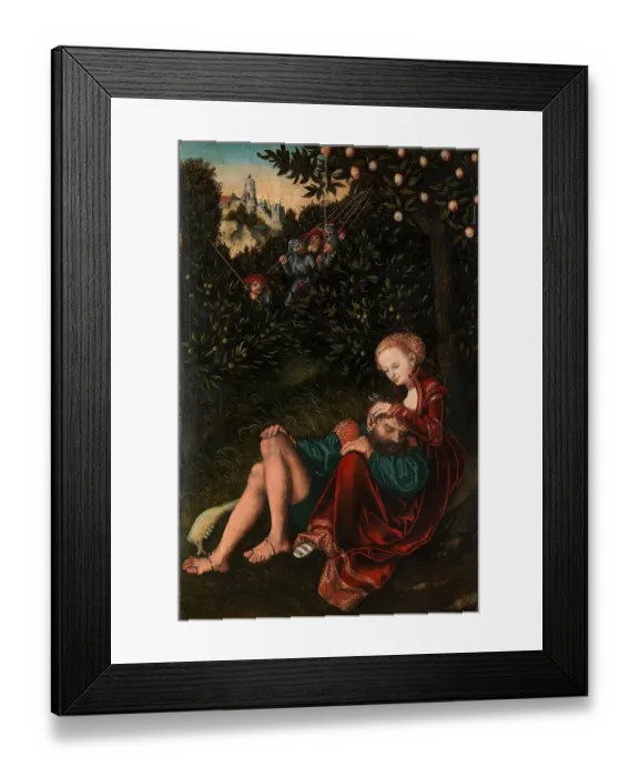 Framed Print : Simson, Samson and Delilah, painting by Lucas Cranach the Elder