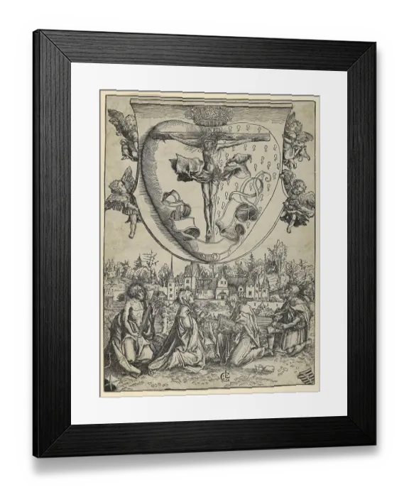 Framed Print : Four Saints Adoring the Crucified Christ on the Sacred Heart Framed Print : Four Saints Adoring the Crucified Christ on the Sacred Heart