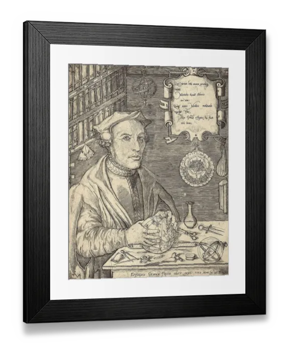 Framed Print : Gemma Rainer Frisius, real name Jemme Reinersz (9 December 1508-25 May 1555)