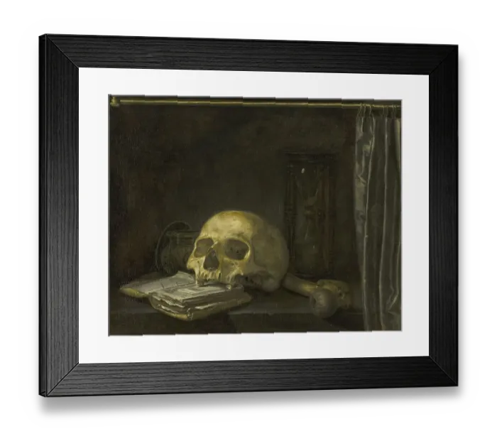 Framed Print : Vanitas Still Life with a Skull on a Book Framed Print : Vanitas Still Life with a Skull on a Book
