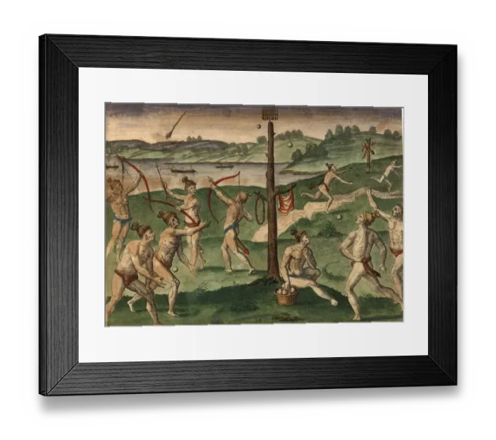 Framed Print : Indians in North America. The men run