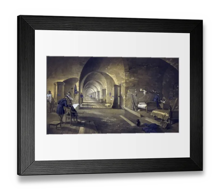 Framed Print : Interior view of Fort Nicholas with living quarters and arched passageway