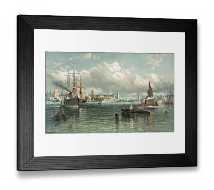 Framed Print : New York Harbor with the Brooklyn Bridge in the background