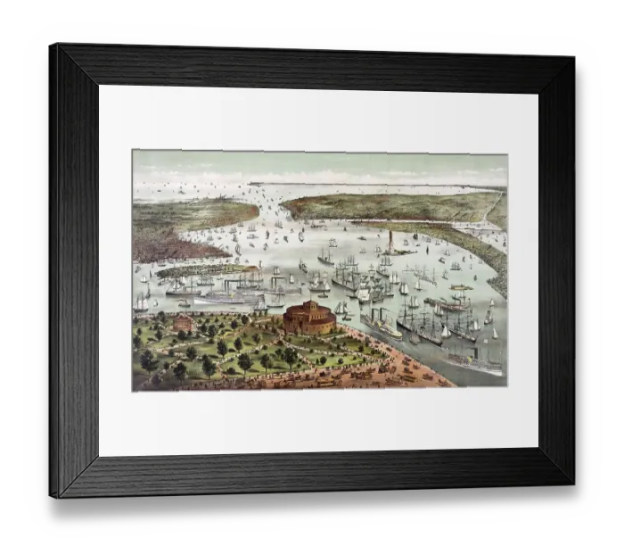 Framed Print : The Port of New York, Bird's-eye view from the Battery looking south