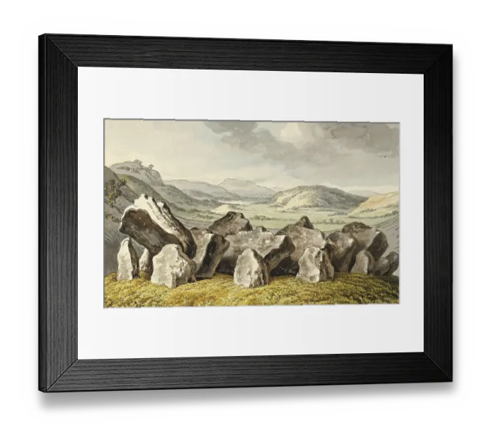 Framed Print : A prehistoric stone circle on a hill